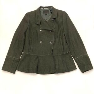 Banana Republic Mario Bellucci Wool Peplum Green Peacoat Jacket Womens Small